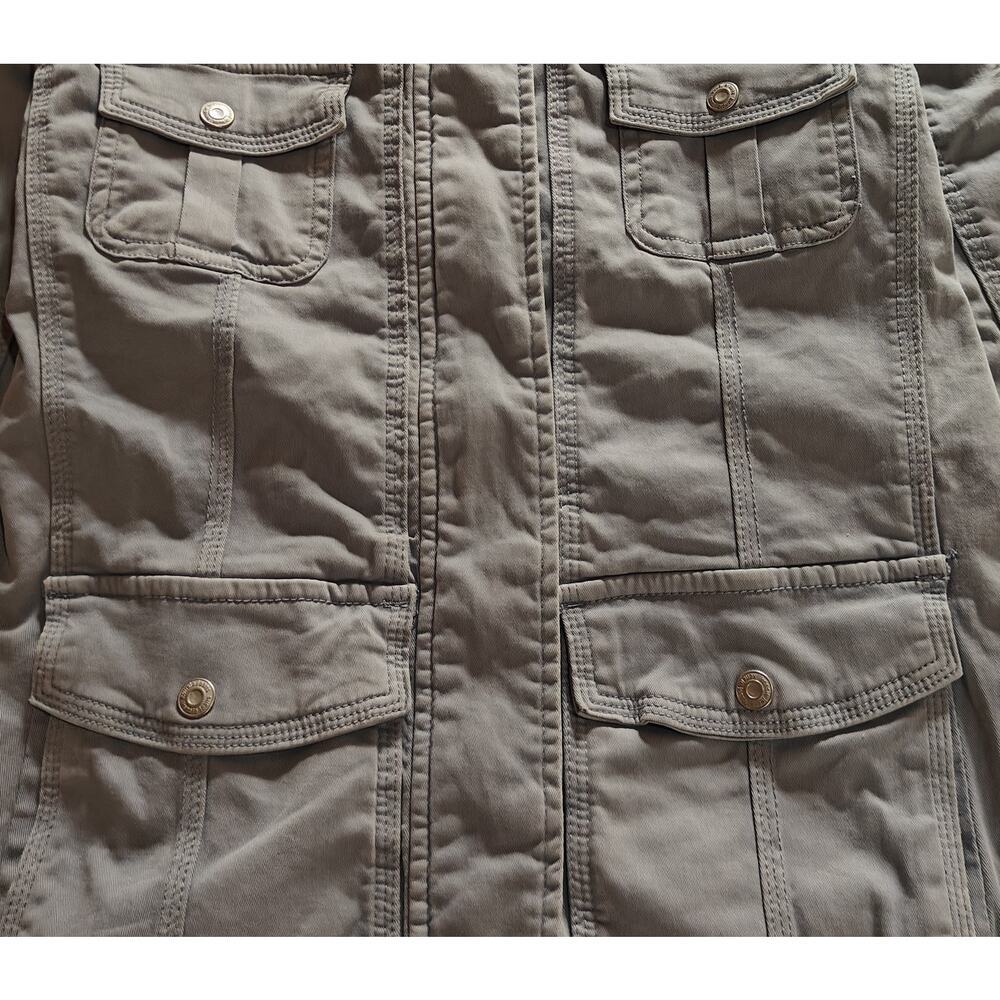 Kensie Utility Military Jacket Taupe Zip Snap Front - Picture 3 of 4